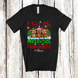 MacnyStore - Personalized Love My Preschool Reindeers; Lovely Christmas Custom Name Teacher Three Reindeer T-Shirt