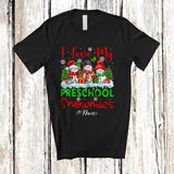 MacnyStore - Personalized Love My Preschool Snowmies; Lovely Christmas Custom Name Teacher Three Snowman T-Shirt