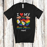 MacnyStore - Personalized Love My Two Super Moms; Amazing Mother's Day LGBTQ Custom Name Lesbian Hearts T-Shirt