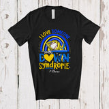 MacnyStore - Personalized Love Someone With Down Syndrome; Lovely Rainbow; Custom Name Baseball Player T-Shirt