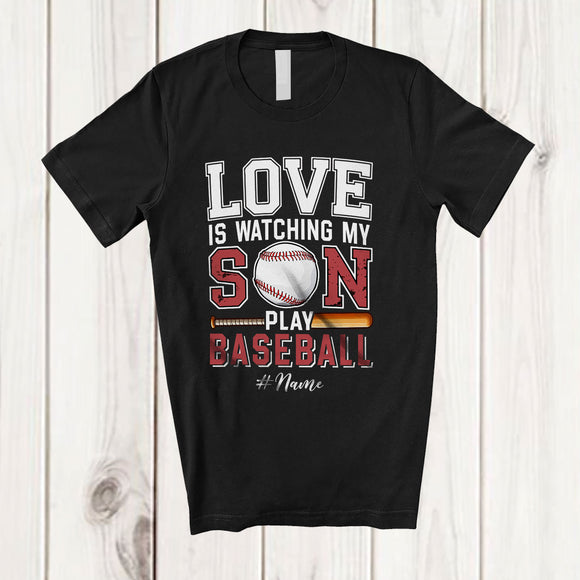 MacnyStore - Personalized Love Watching My Son Play Baseball; Proud Father's Day Custom Name Player T-Shirt