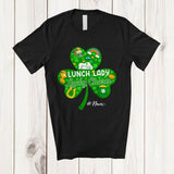 MacnyStore - Personalized Lunch Lady Lucky Charm; Joyful St. Patrick's Day Custom Name Irish Shamrocks T-Shirt