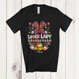 MacnyStore - Personalized Lunch Lady; Proud Easter Flowers Leopard Bunny; Custom Name Lunch Lady Family T-Shirt