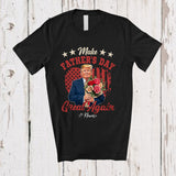 MacnyStore - Personalized Make Father's Day Great Again; Humorous US Flag Trump; Custom Name Family T-Shirt