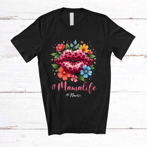 MacnyStore - Personalized Mamalife; Amazing Mother's Day Leopard Lips Flowers; Custom Name Family T-Shirt