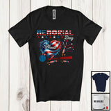MacnyStore - Personalized Memorial Day, Proud USA Flag Heart Baseball Patriotic, Sport Player Custom Name T-Shirt