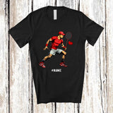 MacnyStore - Personalized Men Playing Badminton Hit Heart Away; Joyful Valentine Cusotm Name Sport Player T-Shirt