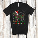 MacnyStore - Personalized Merry Christmas ASL; Lovely Custom Name Santa Dachshund Paws Shape; Sign Language T-Shirt