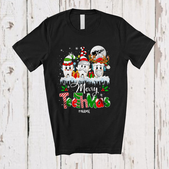 MacnyStore - Personalized Merry Teethmas; Awesome Christmas Three Teeth; Custom Name Dental Dentist T-Shirt