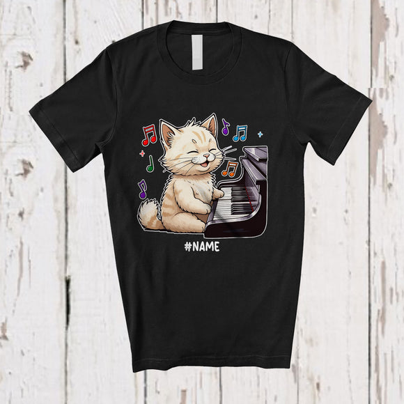 MacnyStore - Personalized Mewsician; Lovely Custom Name Cat Playing Piano Player; Musician Musical Instruments T-Shirt