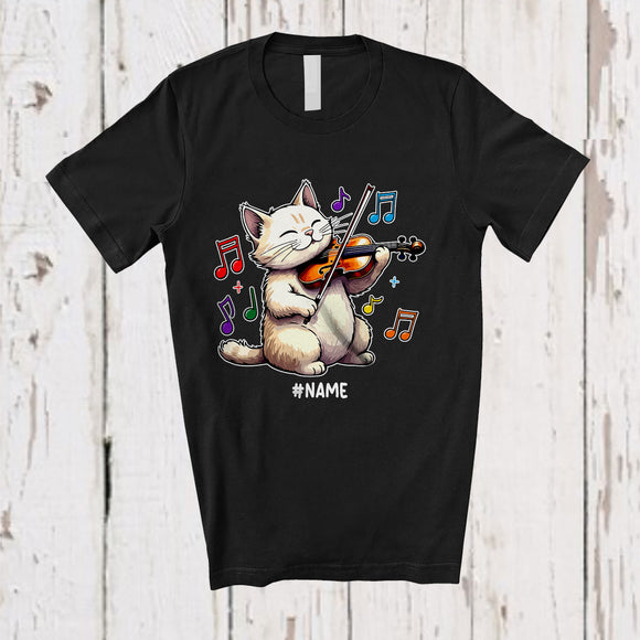 MacnyStore - Personalized Mewsician; Lovely Custom Name Cat Playing Violin Player; Musician Musical Instruments T-Shirt