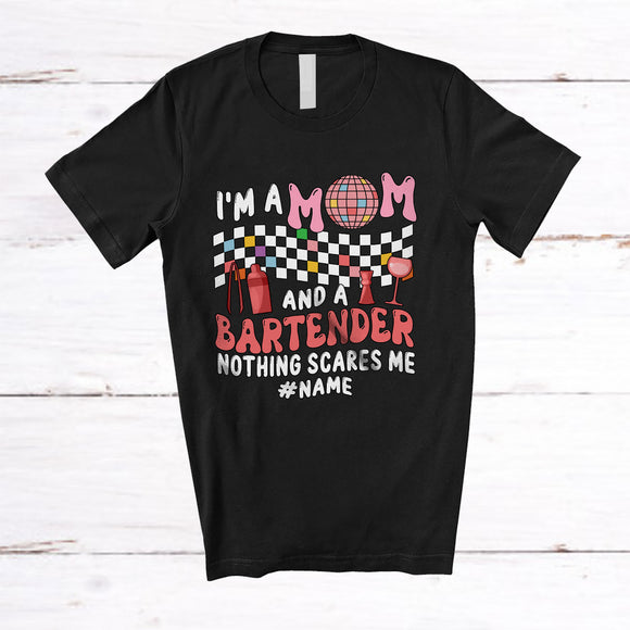 MacnyStore - Personalized Mom Bartender Nothing Scares Me; Proud Mother's Day Custom Name Family Jobs T-Shirt
