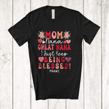MacnyStore - Personalized Mom Nana Great Nana Keep Blessed; Proud Mother's Day Hearts; Custom Name Family T-Shirt
