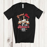 MacnyStore - Personalized Mom of 2 Awesome Boys; Joyful Mother's Day Hearts; Custom Name Sons Family T-Shirt