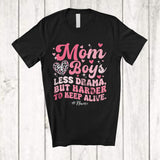 MacnyStore - Personalized Mom of Boys Less Drama; Lovely Mother's Day Custom Name Mom; Leopard Heart T-Shirt