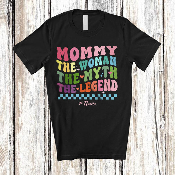 MacnyStore - Personalized Mommy The Woman Myth Legend; Lovely Mother's Day Groovy; Custom Name Family T-Shirt