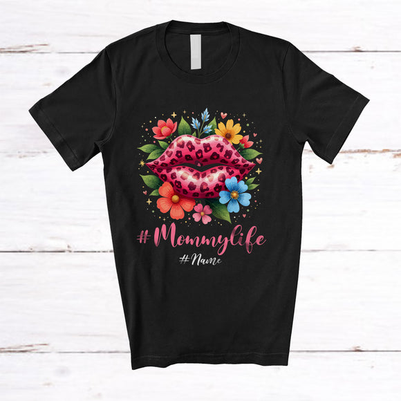 MacnyStore - Personalized Mommylife; Amazing Mother's Day Leopard Lips Flowers; Custom Name Family T-Shirt