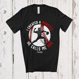 MacnyStore - Personalized Monster He Calls Me Dad; Amusing Father's Day Custom Name Catcher Baseball; Family T-Shirt