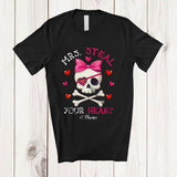MacnyStore - Personalized Mrs. Steal Your Heart; Lovely Valentine Pirate Skull; Custom Name Girl Couple T-Shirt