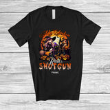 MacnyStore - Personalized My Chicken Rides Shotgun; Scary Halloween Moon Chicken Witch; Custom Name Farmer T-Shirt