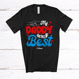 MacnyStore - Personalized My Daddy Is The Best; Amusing Father's Day Hearts Hands; Custom Name Family T-Shirt