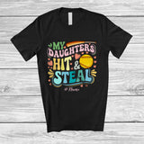MacnyStore - Personalized My Daughters Hit And Steal; Lovely Mother's Day Mom; Custom Name Baseball Player T-Shirt