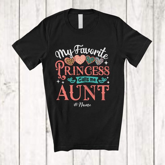 MacnyStore - Personalized My Favorite Princess Call Me Aunt; Lovely Mother's Day Custom Name Leopard Heart T-Shirt