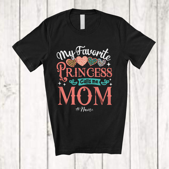 MacnyStore - Personalized My Favorite Princess Call Me Mom; Lovely Mother's Day Custom Name Leopard Heart T-Shirt