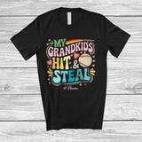 MacnyStore - Personalized My Grandkids Hit And Steal; Lovely Mother's Day Grandma; Custom Name Baseball Player T-Shirt