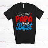 MacnyStore - Personalized My Papa Is The Best; Amusing Father's Day Hearts Hands; Custom Name Family T-Shirt