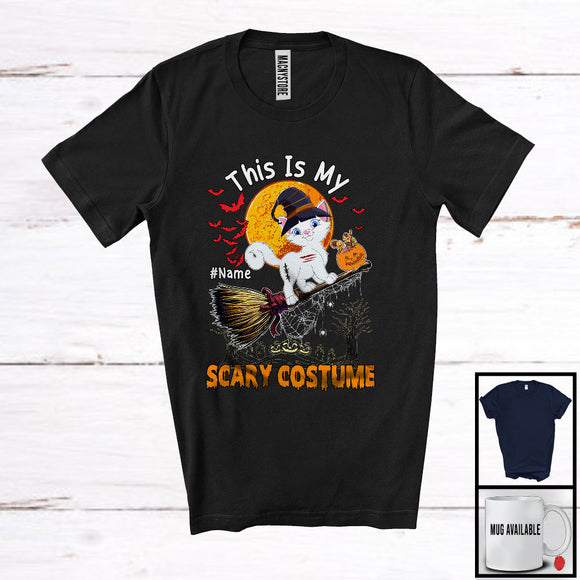 MacnyStore - Personalized My Scary Costume, Lovely Halloween Custom Name Cat, Witch Broom Pumpkin T-Shirt
