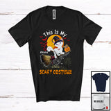 MacnyStore - Personalized My Scary Costume, Lovely Halloween Custom Name Cat, Witch Broom Pumpkin T-Shirt