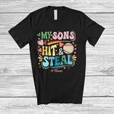 MacnyStore - Personalized My Sons Hit And Steal; Lovely Mother's Day Mom; Custom Name Baseball Player T-Shirt