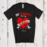 MacnyStore - Personalized My Students Are My Valentine; Lovely Custom Name Teacher Teaching; Hearts T-Shirt