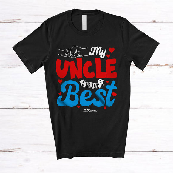 MacnyStore - Personalized My Uncle Is The Best; Amusing Father's Day Hearts Hands; Custom Name Family T-Shirt