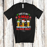 MacnyStore - Personalized My X-mas Pajama Shirt; Joyful Christmas Three Beer Glasses; Custom Name Drinking T-Shirt