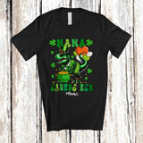 MacnyStore - Personalized Nana Saurus Rex; Happy St. Patrick's Day Custom Name T-Rex Dinosaur; Family T-Shirt