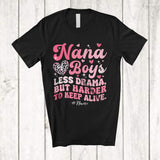 MacnyStore - Personalized Nana of Boys Less Drama; Lovely Mother's Day Custom Name Name; Leopard Heart T-Shirt