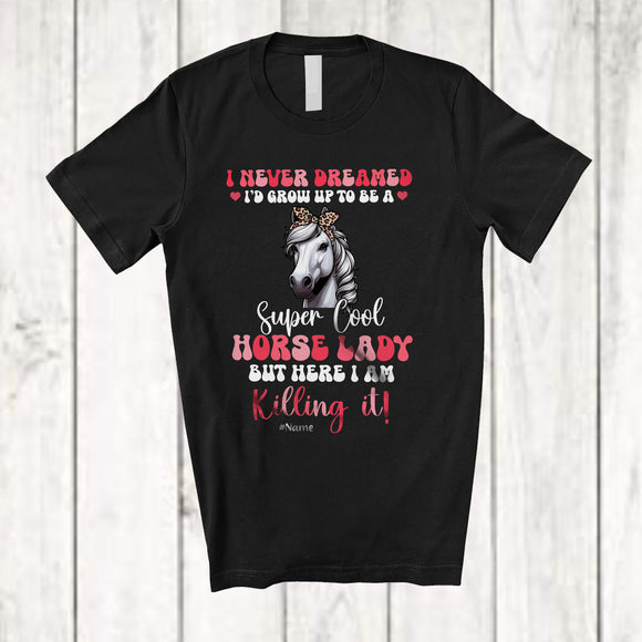 MacnyStore - Personalized Never Dreamed To Be Cool Horse Lady; Lovely Custom Name Farmer Farming T-Shirt