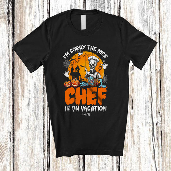 MacnyStore - Personalized Nice Chef Is On Vacation; Joyful Halloween Zombie Pumpkin; Custom Name Jobs T-Shirt