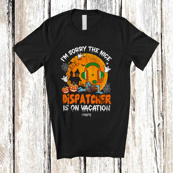MacnyStore - Personalized Nice Dispatcher Is On Vacation; Joyful Halloween Zombie Pumpkin; Custom Name Jobs T-Shirt