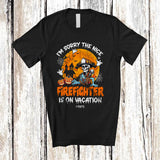 MacnyStore - Personalized Nice Firefighter Is On Vacation; Joyful Halloween Zombie Pumpkin; Custom Name Jobs T-Shirt