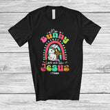 MacnyStore - Personalized No Bunny Loves Me Like Jesus; Amazing Easter Custom Name Bunny Cross; Rainbow T-Shirt