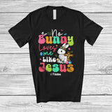 MacnyStore - Personalized No Bunny Loves Me Like Jesus; Amazing Easter Custom Name Bunny Leopard Cross T-Shirt