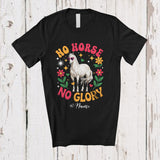MacnyStore - Personalized No Horse No Glory; Lovely Farm Animal Flowers; Custom Name Farmer T-Shirt