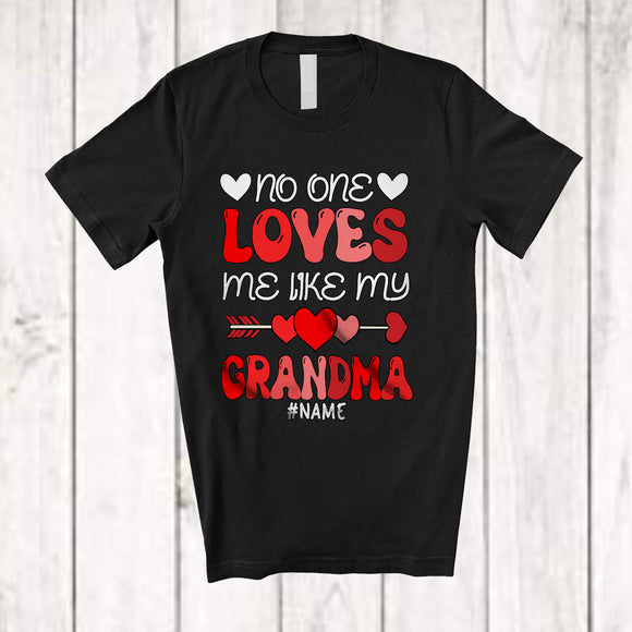 MacnyStore - Personalized No One Loves Me Like My Grandma; Lovely Valentine Groovy Custom Name Single; Family T-Shirt