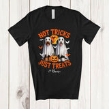 MacnyStore - Personalized Not Tricks Just Treats; Creepy Halloween Custom Name Two Boo Ghost Bernedoodles T-Shirt