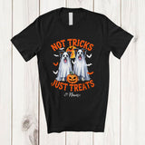MacnyStore - Personalized Not Tricks Just Treats; Creepy Halloween Custom Name Two Boo Ghost Border Collie T-Shirt