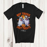 MacnyStore - Personalized Not Tricks Just Treats; Creepy Halloween Custom Name Two Boo Ghost Bulldog Owner T-Shirt