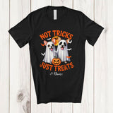MacnyStore - Personalized Not Tricks Just Treats; Creepy Halloween Custom Name Two Boo Ghost Chihuahua T-Shirt